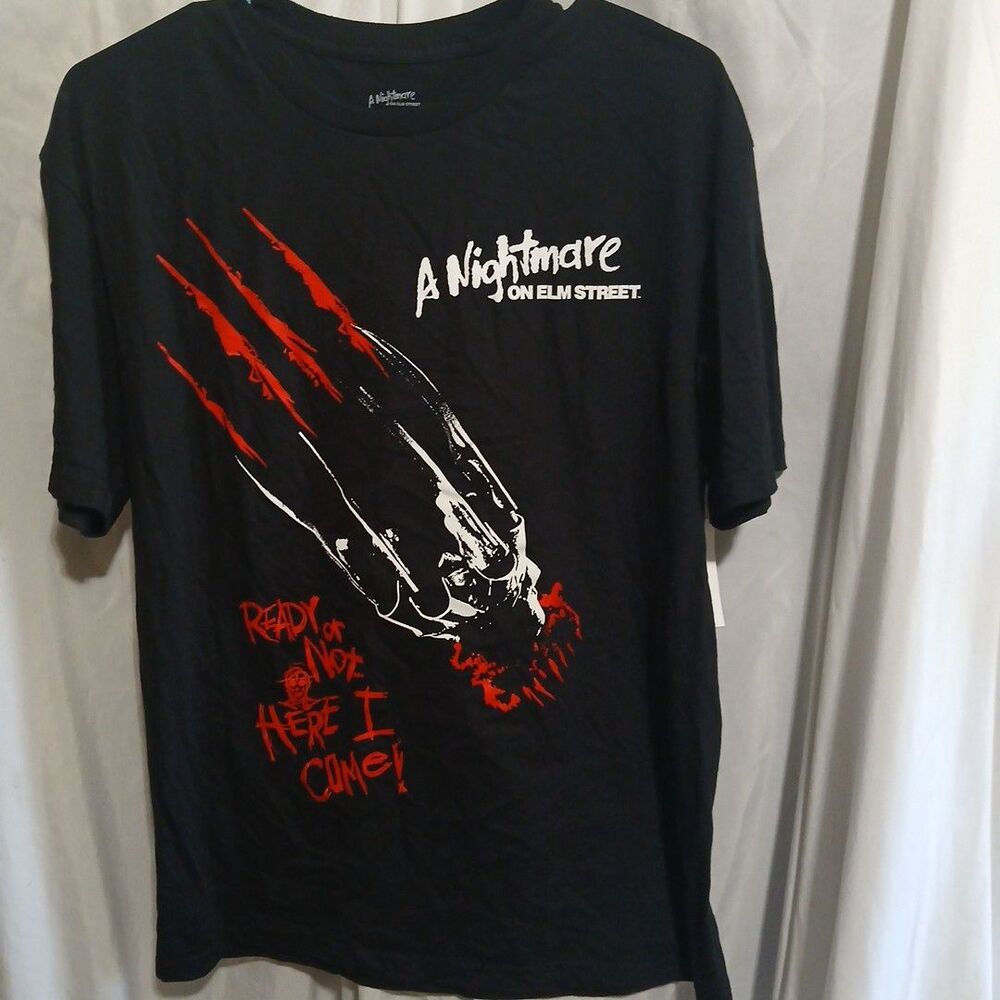 Nightmare On Elm Street Mens Ready Or Not, Here I Come! Slash Black Shirt L